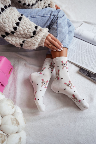 Жіночі Шкарпетки Кролики І Цятки Ecru