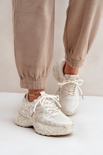 Кросівки Жіночі З Зношенням На Платформі Бежеві Seladwen