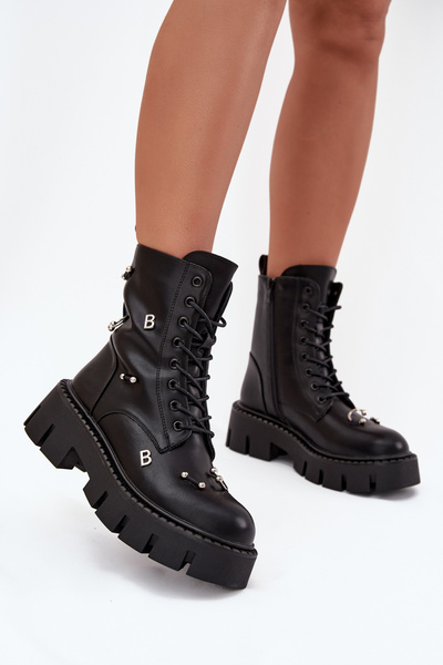 Жіночі Робочі Чоботи З Декораціями Утеплені Чорні Lunea