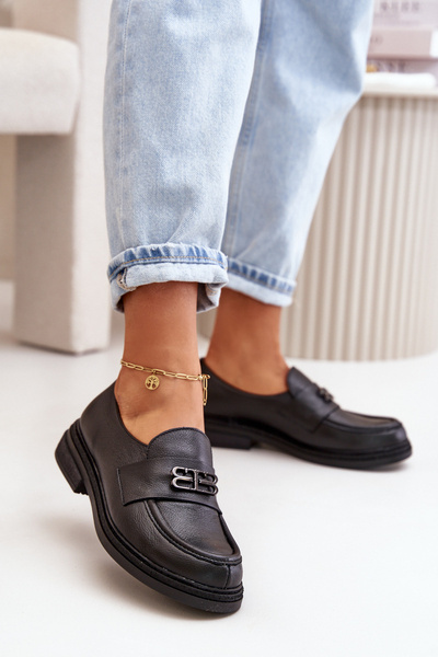 Zazoo 20102 Стильні лофери з лакованої шкіри на масивній платформі чорні