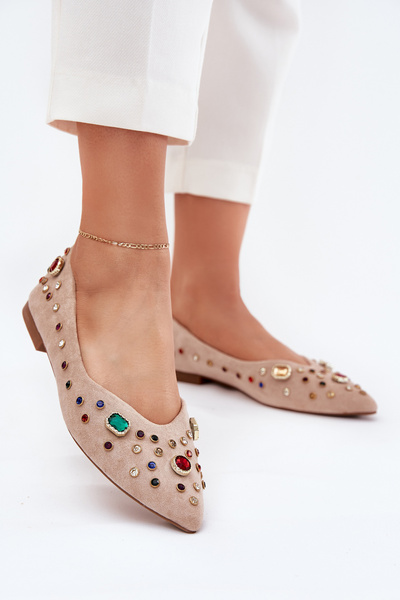 Жіночі Балерини Прикрашені Кристалами Бежеві Valena