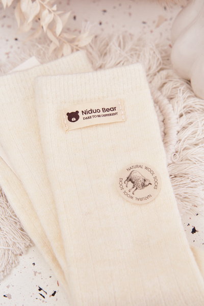 Теплі Вовняні Жіночі Шкарпетки З Вишивкою Ecru