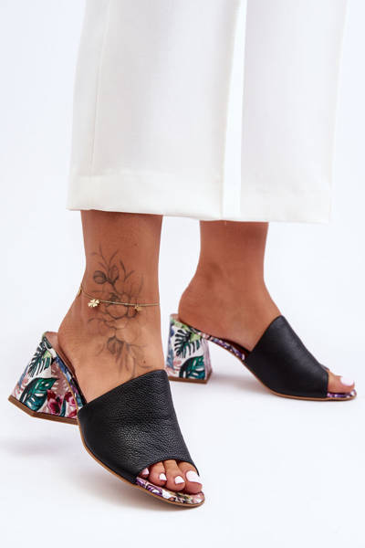 Жіночі шкіряні мюлі на підборах Lewski Shoes 3209/K Чорні