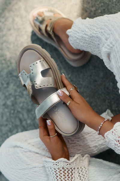 Жіночі Сандалі З Природної Шкіри На Платформі Zazoo 40440 Золоті