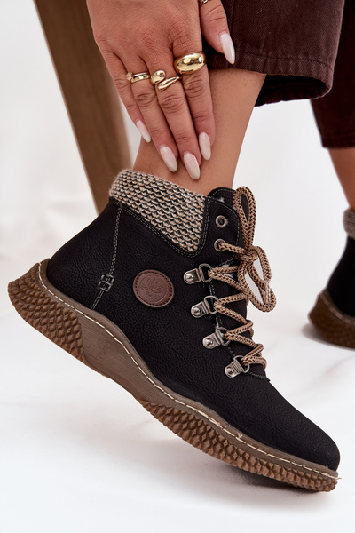 Утеплені ботильйони трапер жіночі чорні Zenaya