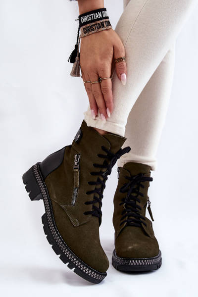 Замшеві утеплені чоботи Laura Messi 2508 Green