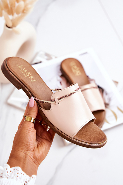 Шкіряні тапочки Lewski Shoes 3047 Beige
