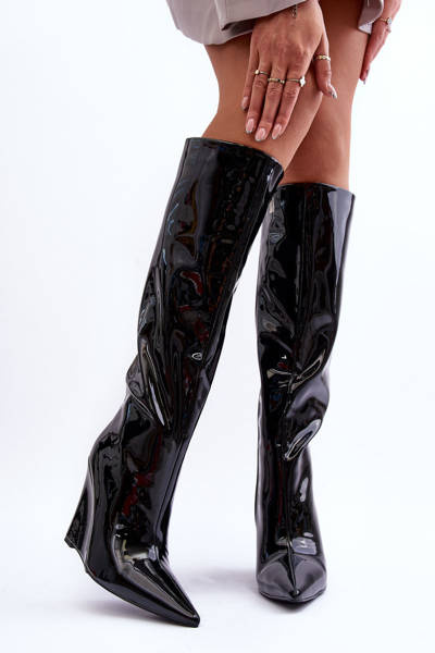 Чорні шкіряні черевики Delinn на платформі