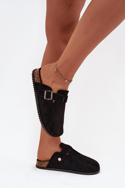 Жіночі Кломпи На Корковій Платформі Срібна Пряжка Big Star SS274736 Чорні