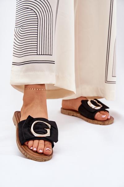 Плоскі Жіночі Сандалі З Декоративним Елементом Чорні Nellodra