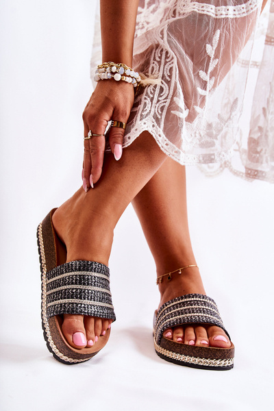 Жіночі класичні тапочки на ланцюжку Чорні Медді