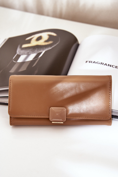 Еко Шкіряний Гладкий Жіночий Гаманець Темно-Бежевий Erolia