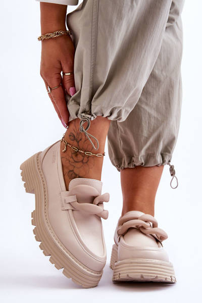 Шкіряні мокасини Туфлі Big Star LL274581 Бежеві