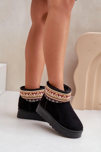 Жіночі зимові черевики з малюнком на платформі Чорні Avatharia