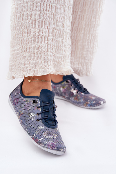 Жіночі Шкіряні Човники З Природної Шкіри З Малюнком Artiker 56C2691 Сині