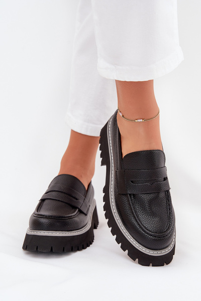 Жіночі Мокасини На Платформі І З Плоским Каблуком Big Star NN274049 Чорні