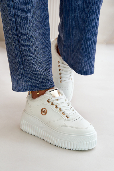 Кросівки жіночі спортивні утеплені на масивній підошві білі Ardiela