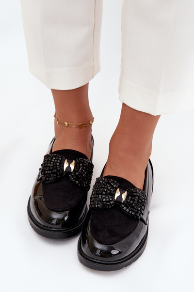 Лаковані Жіночі Мокасини З Бантом S.Barski HY51-319 Чорні