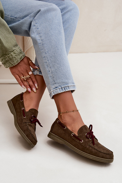 Жіночі мокасини з шнурками Темно-зелений Calivra