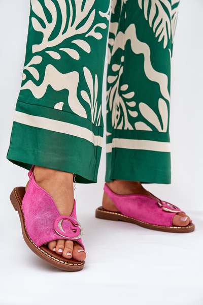 Плоскі Сандалі З Декором Рожеві Haliones