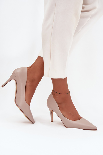 Жіночі шпильки з еко-шкіри бежеві Sivana