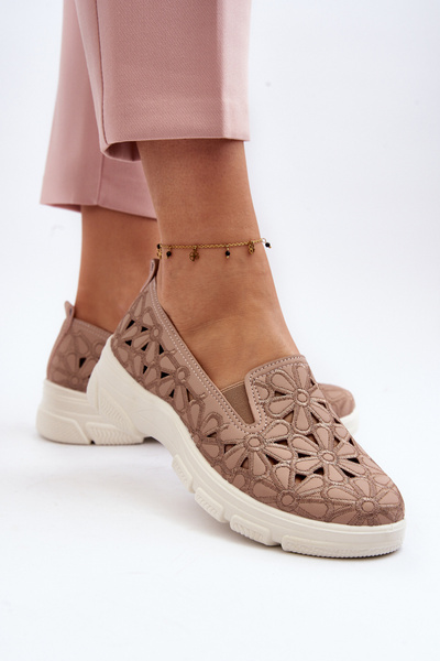 Рожеві жіночі лофери Emilei з вирізом