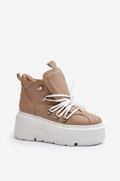 Шкіряне жіноче спортивне взуття Zazoo 3416 бежевого кольору