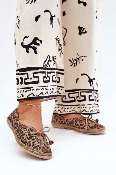 Плоскі балетки з натуральної шкіри з леопардовим принтом Zazoo 10179 коричневі