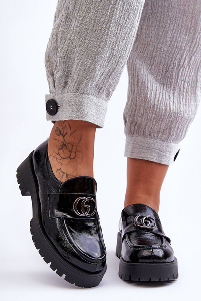 Жіночі шкіряні напівчеревики з орнаментом Black Rosefalls