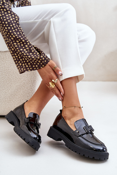 Жіночі мокасини лаковані Vinceza 62187 Чорні