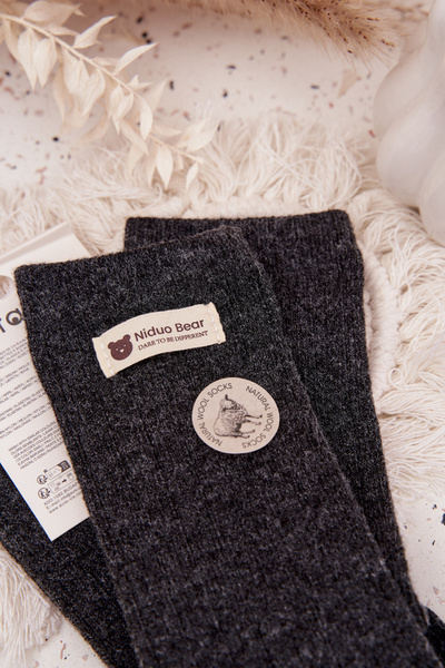 Теплі Вовняні Жіночі Носки З Нашивкою Темно-Сірі