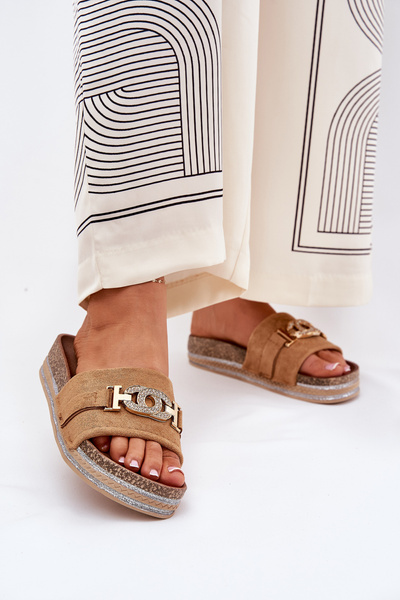 Жіночі Сандалі З Золотим Деталем На Платформі З Блиском Camel Eanes