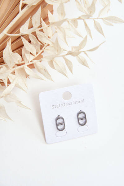 Овальні сережки-гвоздики зі срібла 