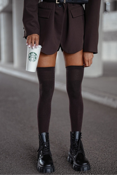 Жіночі бавовняні гладкі шоколадні колінки