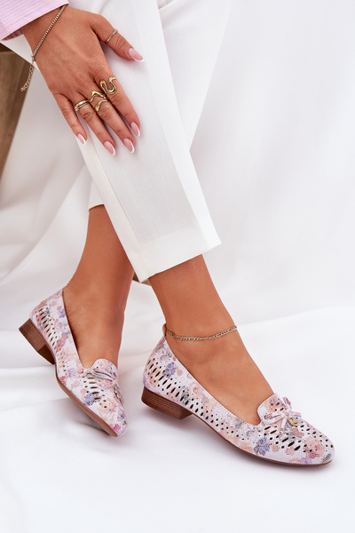 Перфоровані Балерини З Бантом У Квітках Еко Замшеві Багатоколірні Amepitrea