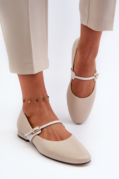 Жіночі шкіряні балетки Laura Messi 2774, бежевий