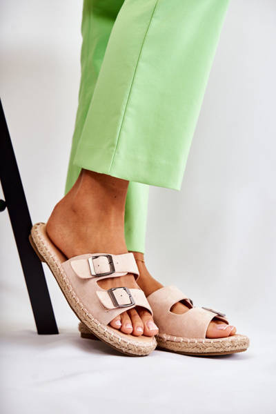 Класичні замшеві жіночі тапочки бежеві Casilda