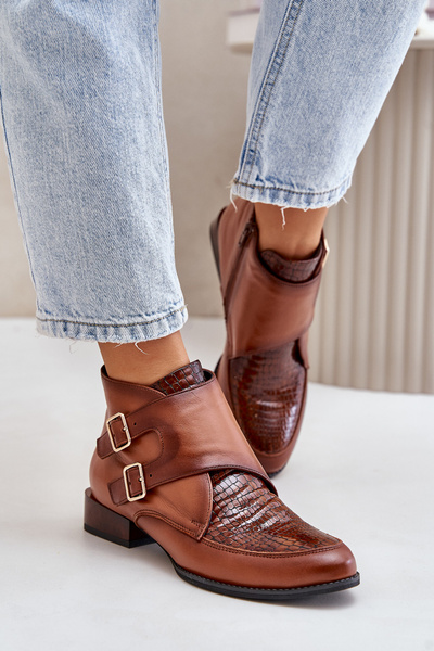 Жіночі шкіряні чоботи на підборах Maciejka коричневі 04492-98