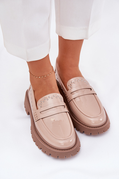 Лакові Мокасини Для Жінок З Декором Бежеві Nallae