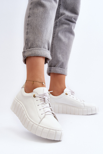 Жіночі шкіряні туфлі на масивній підошві Zazoo 2919 білі