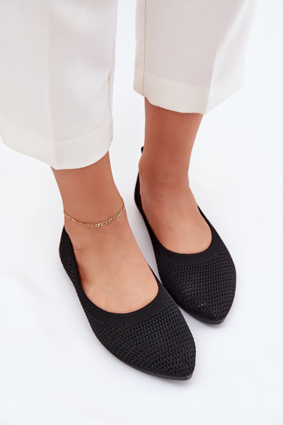 Сітчасті Тканинні Балетні Туфлі Жіночі Чорні Sarina