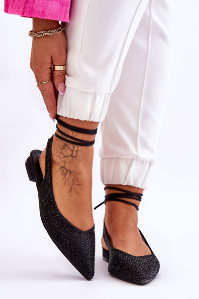 Чорні балерини зі стразами Mavis