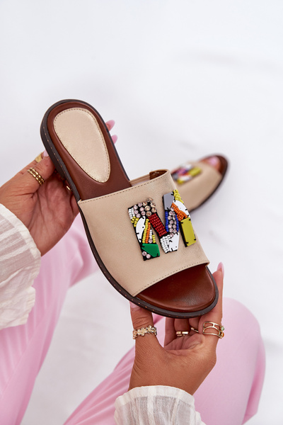 Жіночі Сандалі На Плоскому Каблуці З Декорацією Золоті Clelione