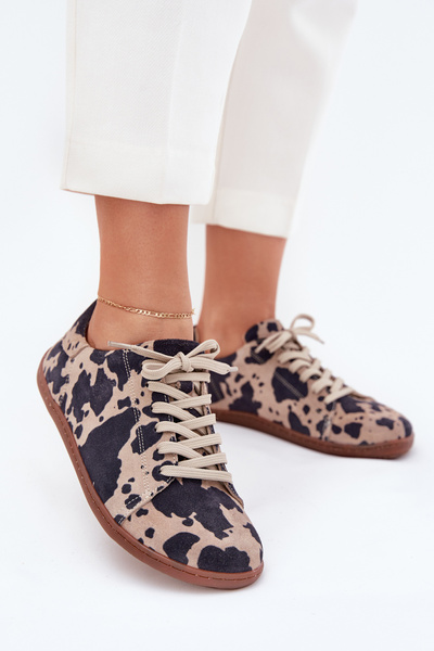 Жіночі Замшеві Barefoot Кросівки З Смугами Zazoo N1120 Коричнево-Бежеві