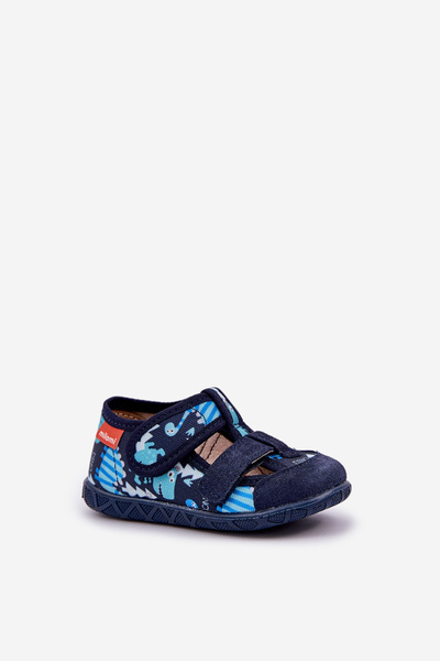 Тапочки Milami Дитячі На Велкро З Динозаврами Темно-сині Reathiana