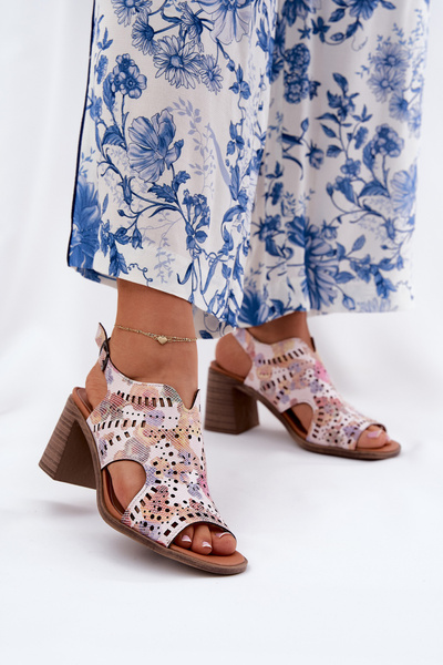 Жіночі Сандалі З Перфорацією На Каблуці Багатокольорові Тосіне