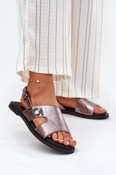 Жіночі Плоскі Сандалі З Декоративним Елементом Сріблясті Vinceza 17378