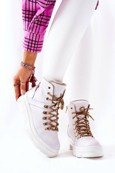 Чоботи шкіряні утеплені White Beige Brescia