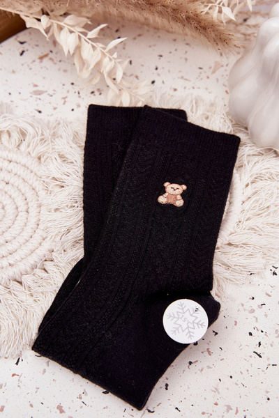 Теплі жіночі шкарпетки з вовною Мішка Чорні