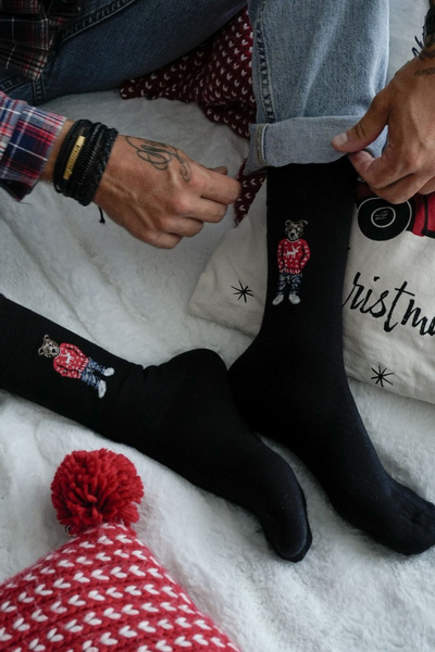 Чоловічі носки Медвідь У Светрі Чорний